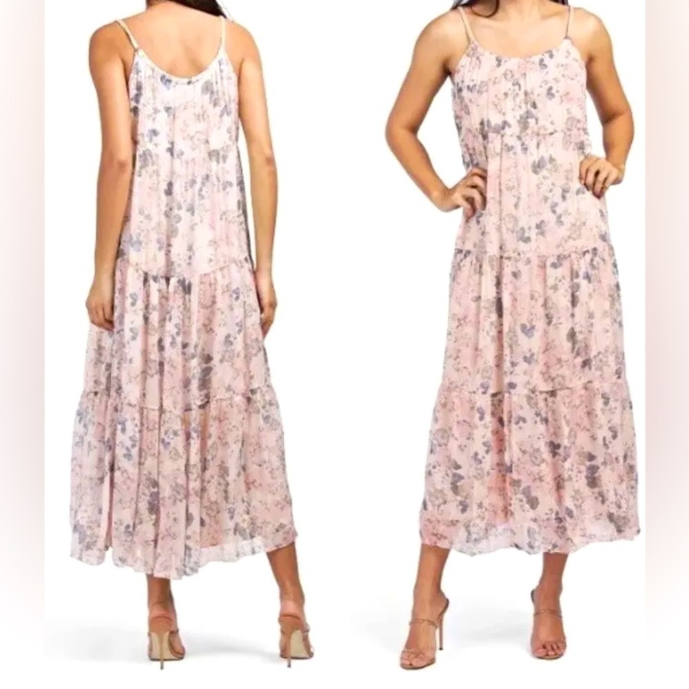 ELENA BALDI Silk Blend Midi Dress Pink M